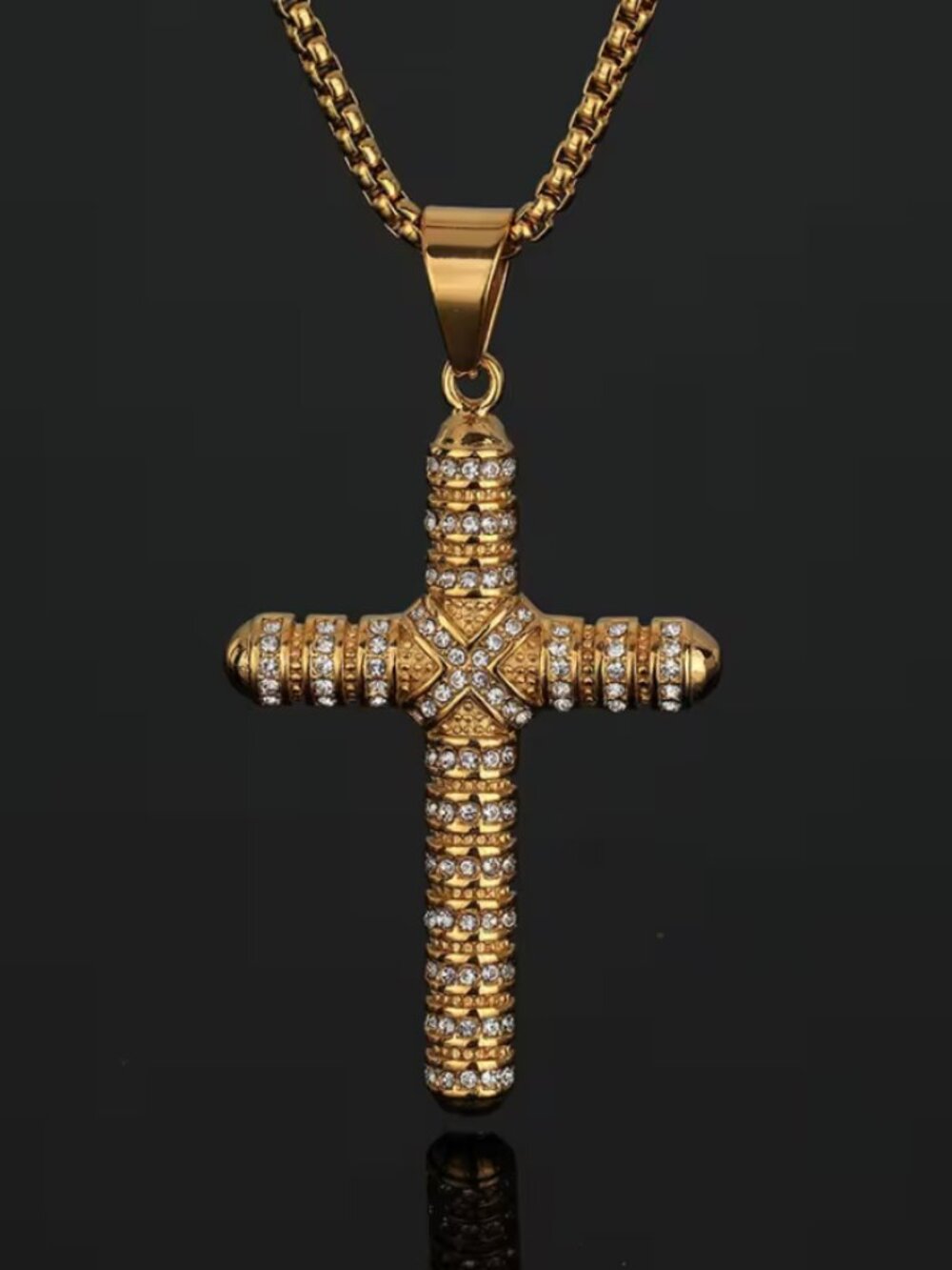 14K Gold 24" Womens 2ct Diamond Christian Cross Pendant Necklace 24 inch Chain